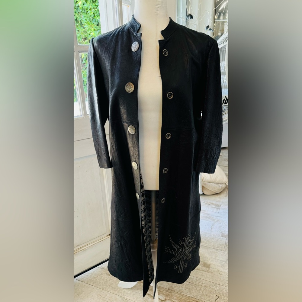 Thomas Wylde Rare Long studded Leather Coat with Silk interior